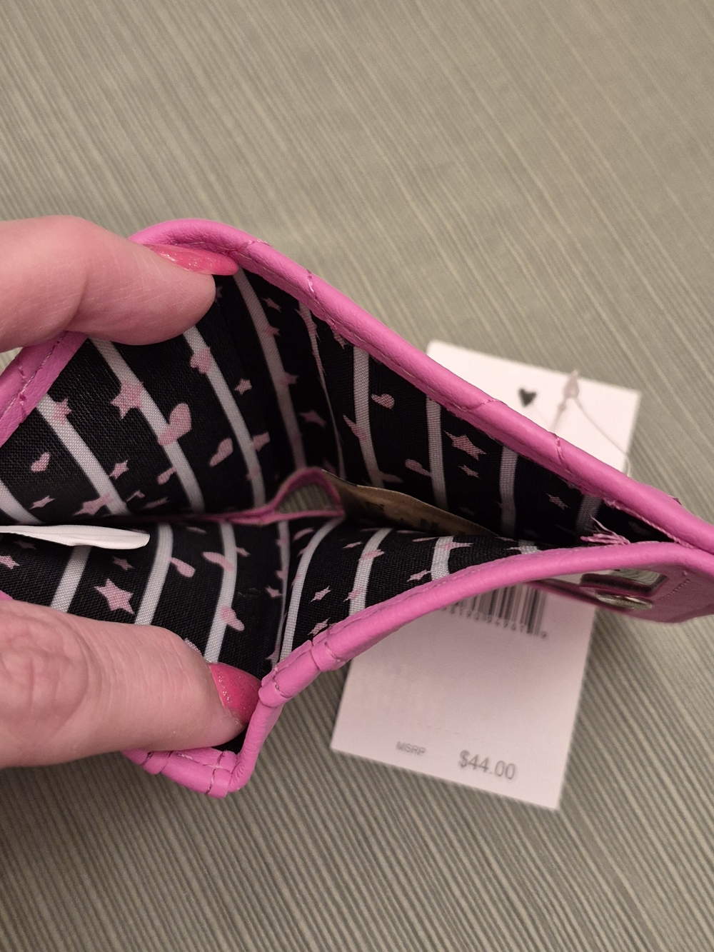 Betsey Johnson Luv Betsey Pink Quilted Heart Compact Wallet $44 MSRP NWT - Picture 5 of 6
